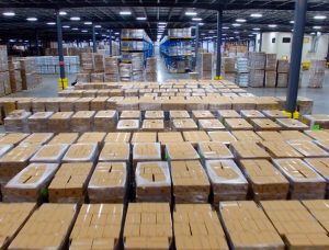 Boxes of Bell Labs' product in a warehouse, ready to support customers